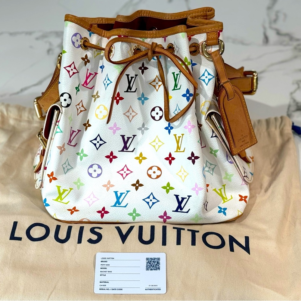 Louis Vuitton x Murakami White Multicolor Petit Noe Bag - Picture 1 of 12